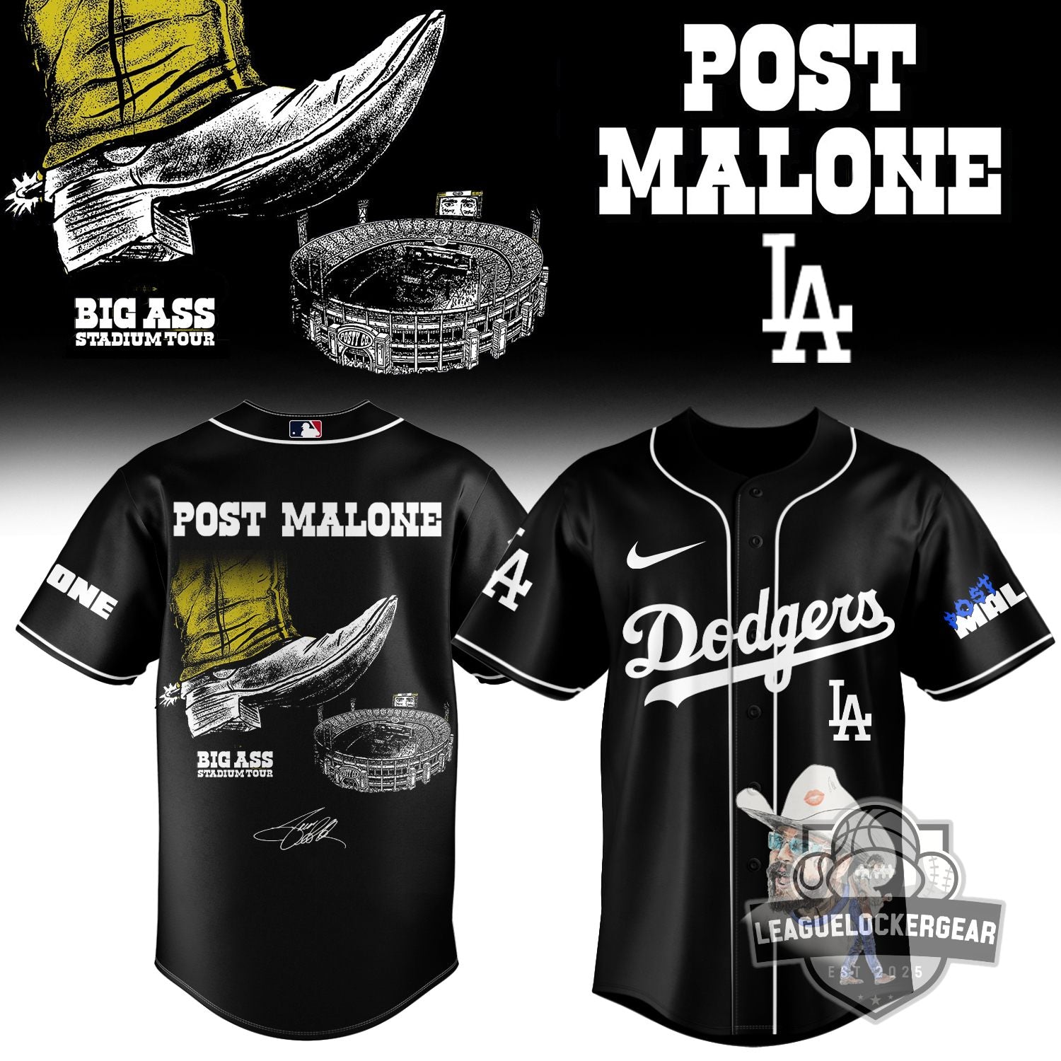 MLB All Team x Post Malone Big Ass Stadium Tour Baseball Jersey