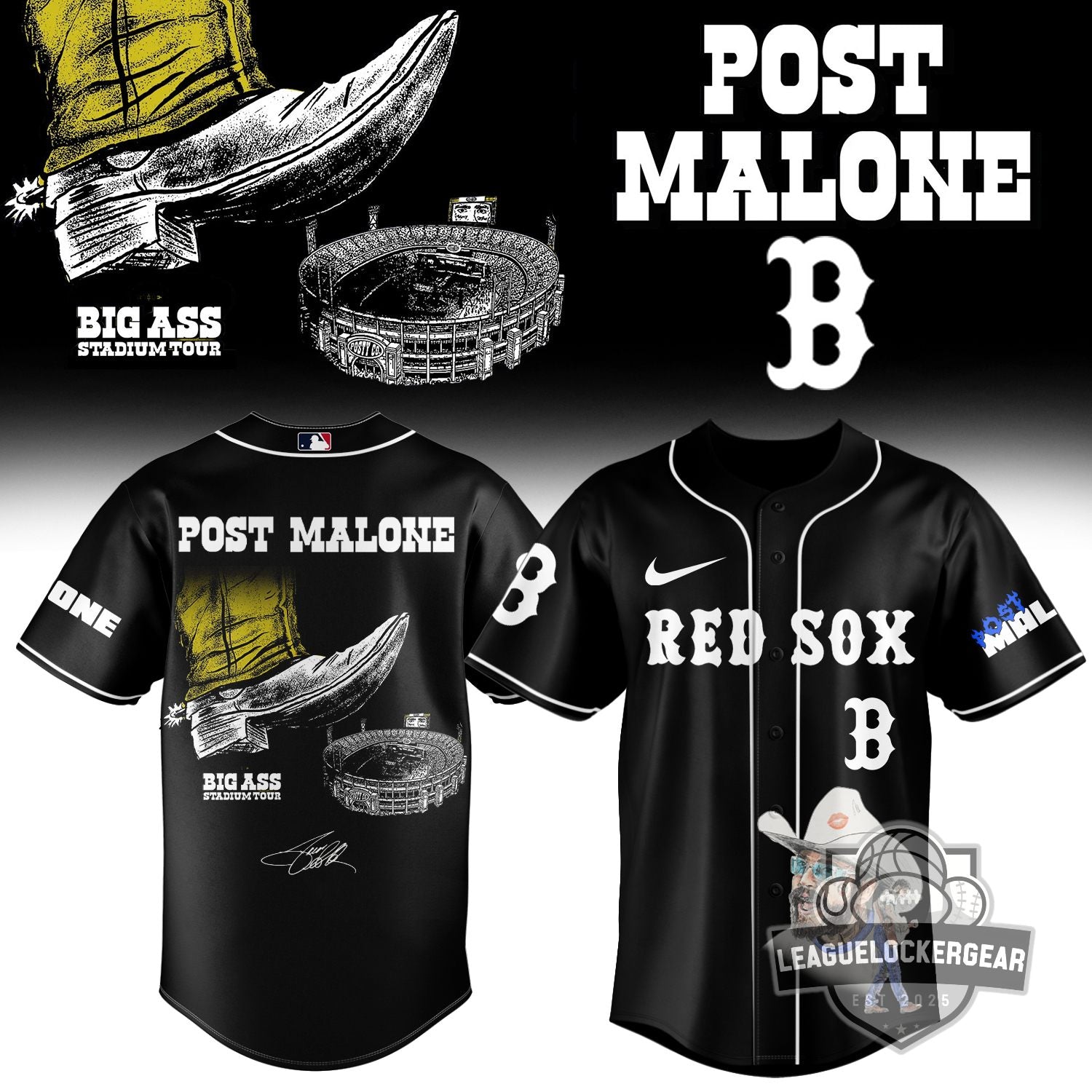 MLB All Team x Post Malone Big Ass Stadium Tour Baseball Jersey
