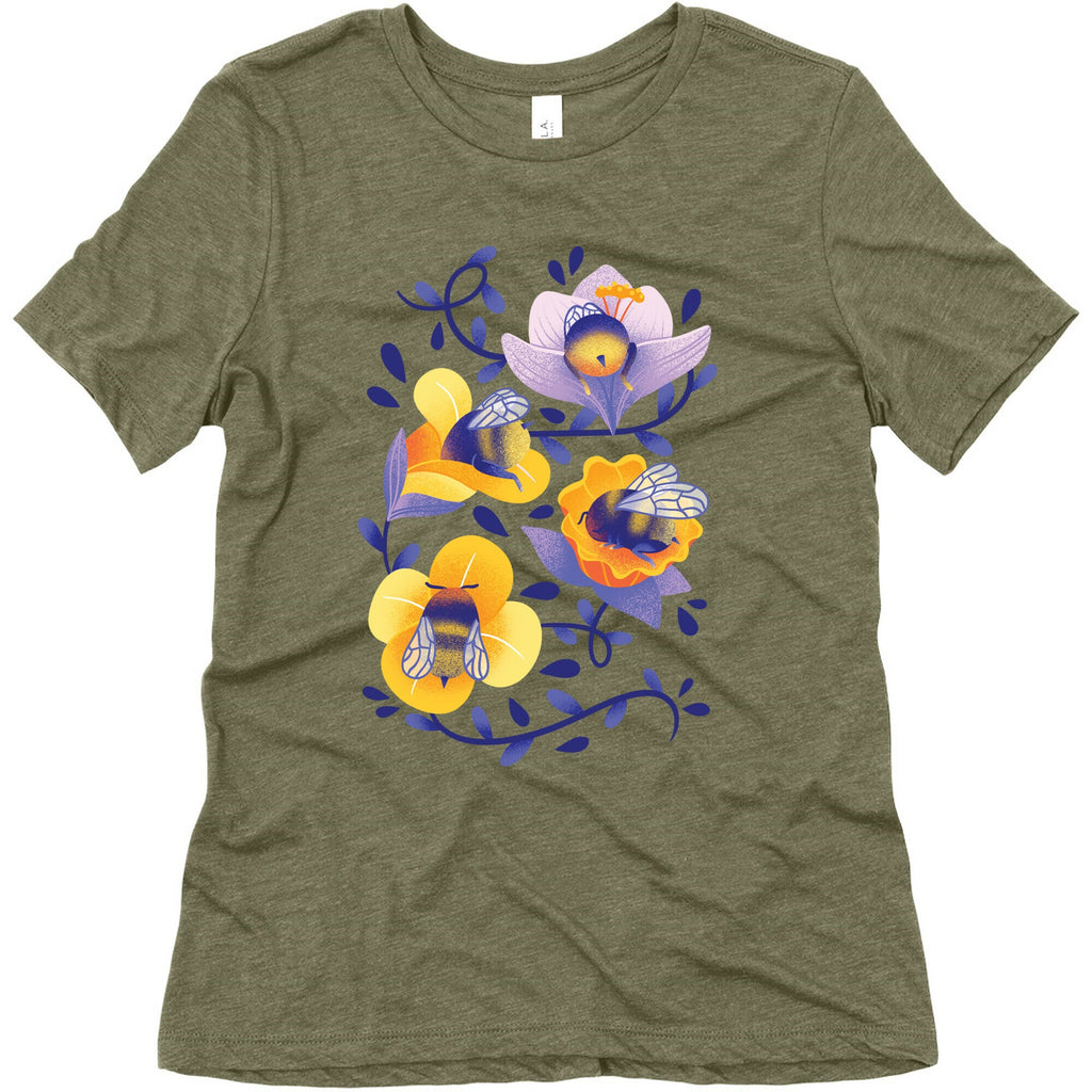 Sleepy Bumble Bee Butts Floral Women's Triblend Tee