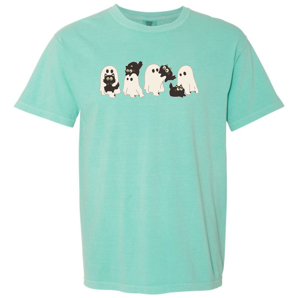 Cute Ghost Cats Unisex Heavy Cotton Tee