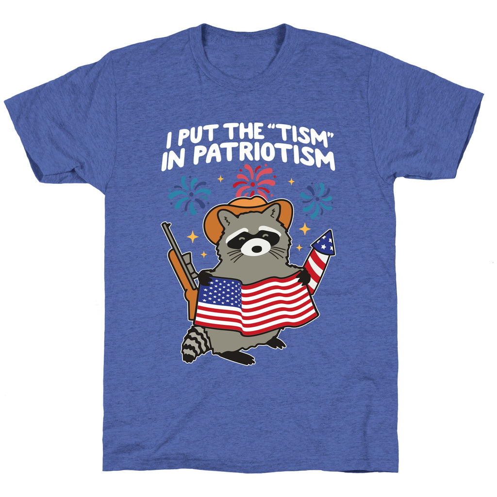 Tism In Patriotism Racoon Unisex Triblend Tee