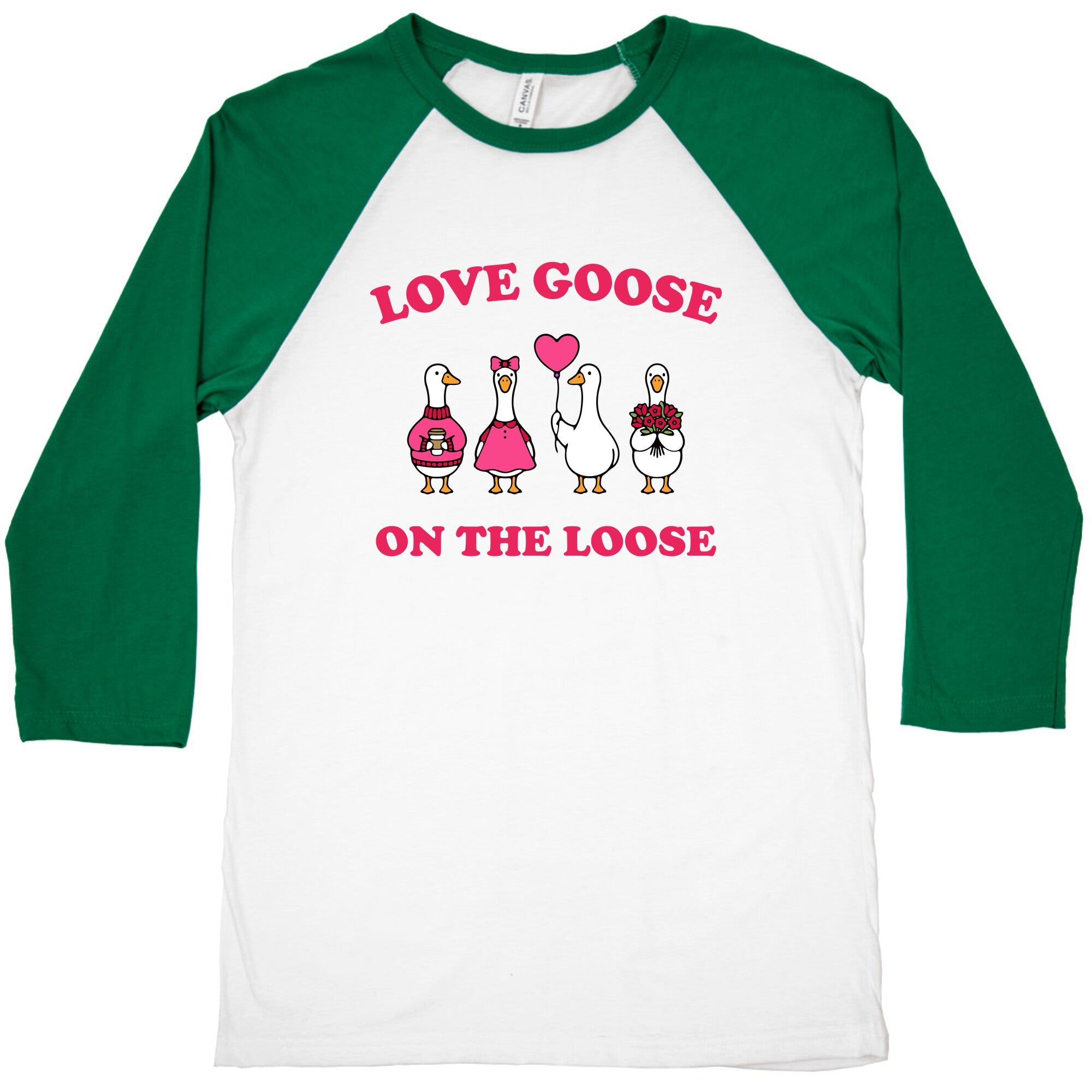 Love Goose On The Loose Baseball Tee