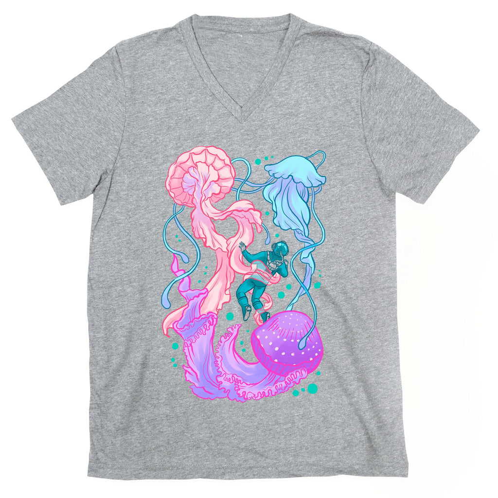 Deep Sea Diver & Jellyfish V-Neck