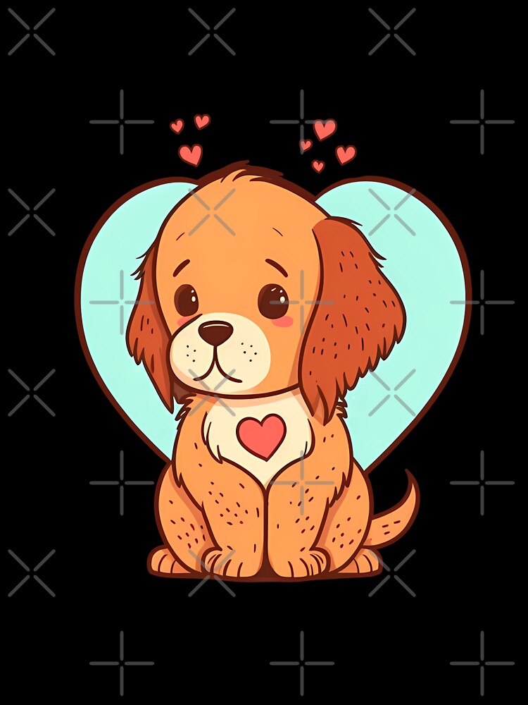 Cute Little Dog With Red Hearts for Dog Lovers by Vexel Studio