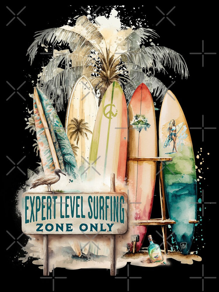Vintage Classic Retro Surfing, Expert Surfing Zone Only by OceanIconic