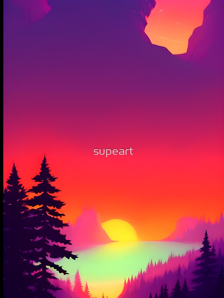 Discover the Elegance and Charm of Our Collection of Minimalist Landscape Mountain View Sunrise Prints by supeart
