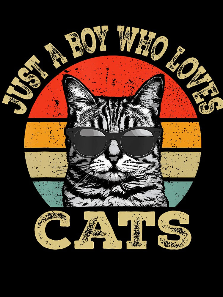 Just A Boy Who Loves Cats Boy Kid Cat Lover For Boys Vintage by KristenSophie