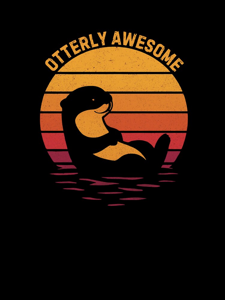 Vintage Retro Otterly Awesome - 70s Sunset Sea Otter Gift by GoaTeeGram