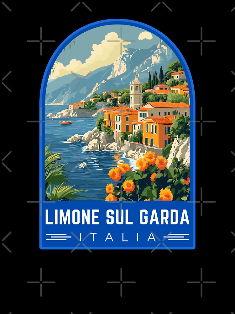 Limone Sul Garda in Lombardy, Italy Vintage Travel Art Emblem by MaateoDesign
