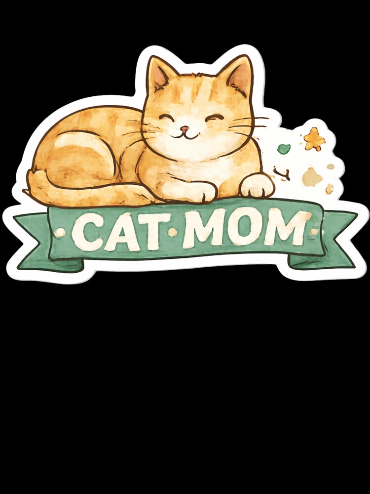 Cat Mom Sticker – Cute Vintage Cat Lover Design with White Outline by BlossomedGlow