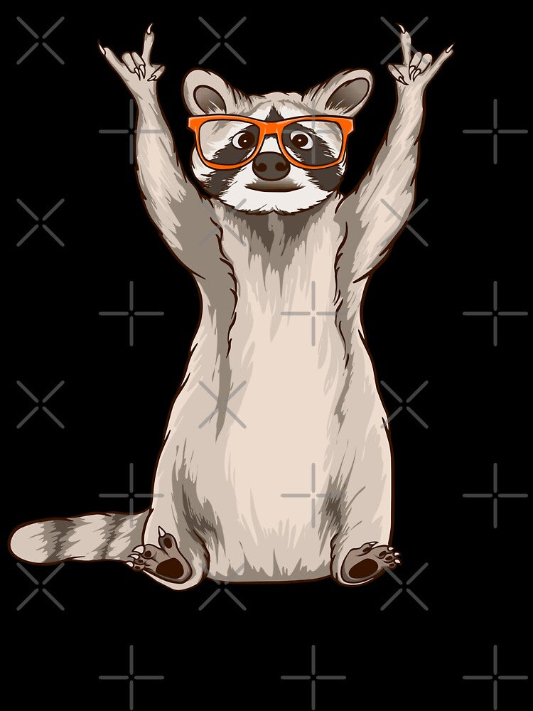 Raccoon In Sunglasses Showing A Rock Sign by franktact
