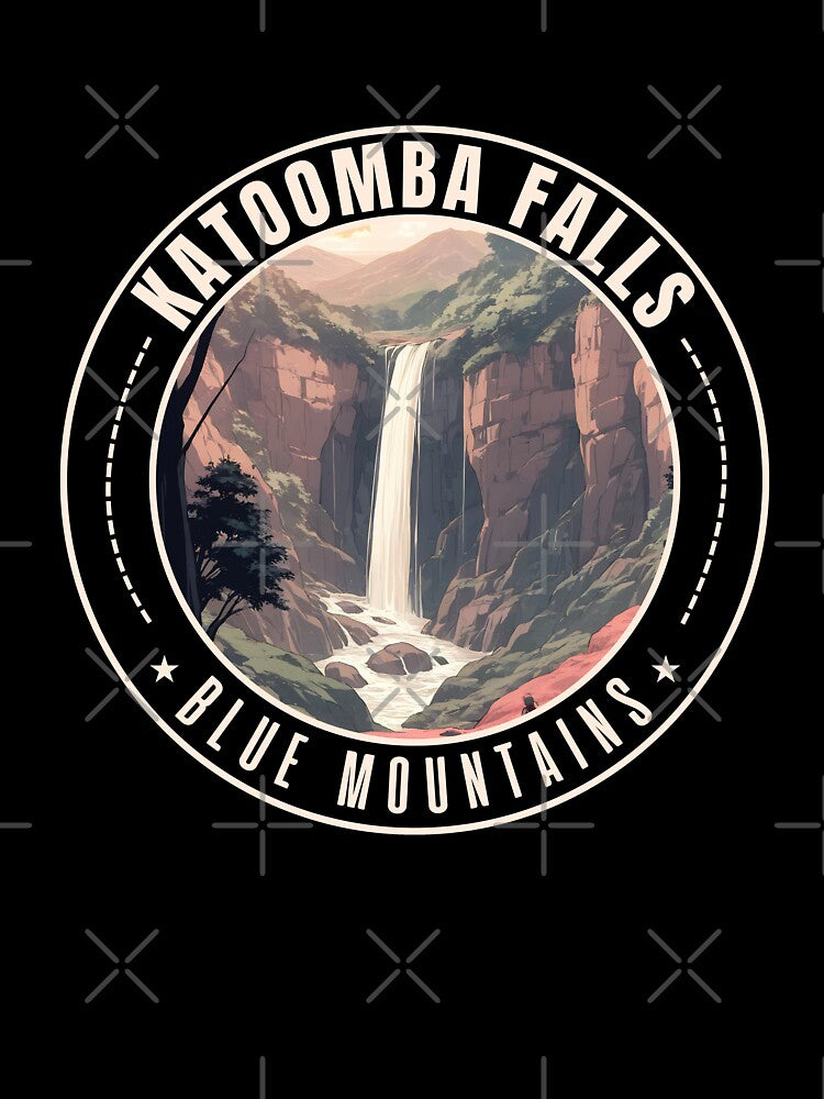 Katoomba Falls Blue Mountains in Australia Retro Travel Art Emblem by MaateoDesign