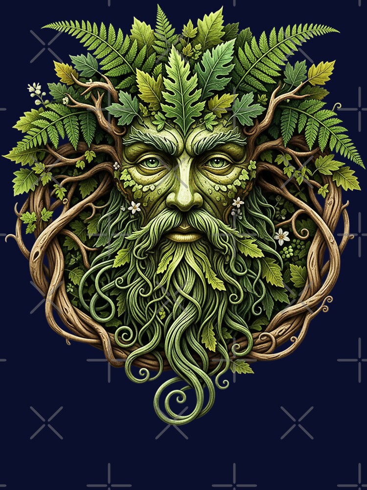 The Green Man Spirit of the Forest Folklore T-Shirt by Johan Proud Blade