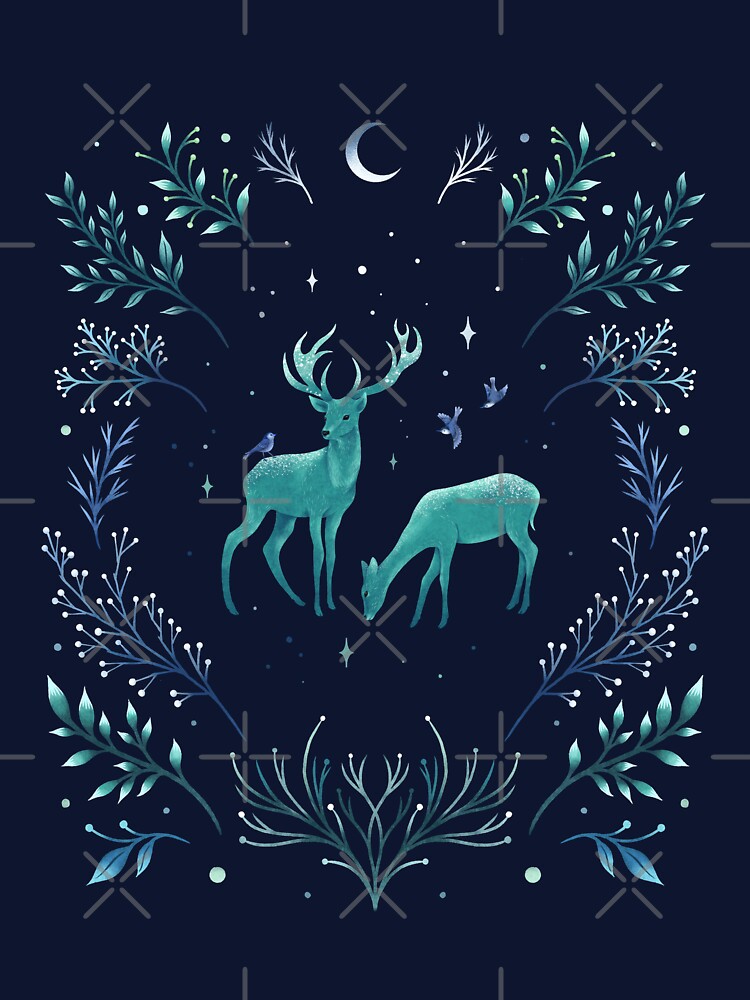 Deers in the Moonlight - Frosted Mint by episodicDrawing
