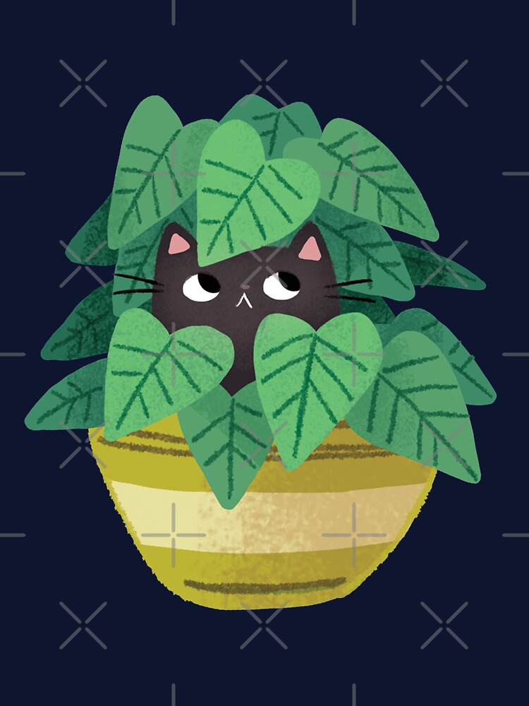 Black Cat In planter by michelledraws