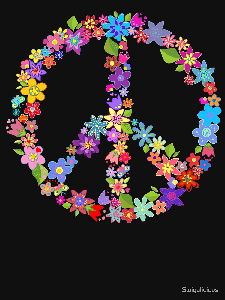 Peace Symbol Flower Power Colorful Design by Swigalicious