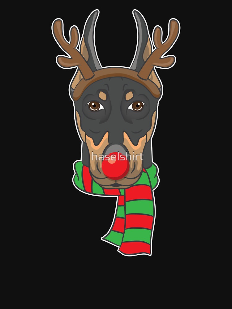 Funny Christmas Dog Xmas Reindeer Doberman Holiday Gift by haselshirt