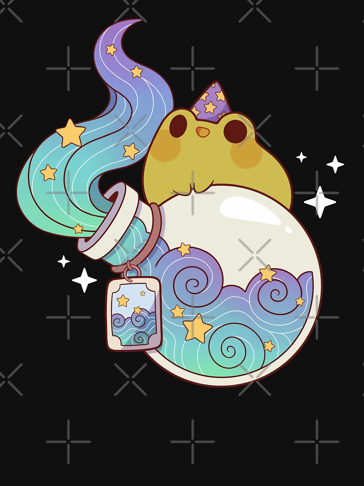 Dreamy water potion with wizard frog by Rihnlin