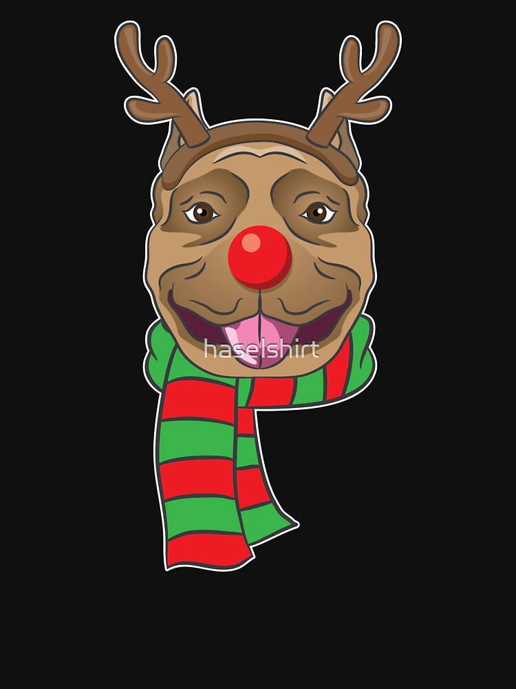 Funny Christmas Dog Xmas Reindeer Pit bull Holiday Gift by haselshirt
