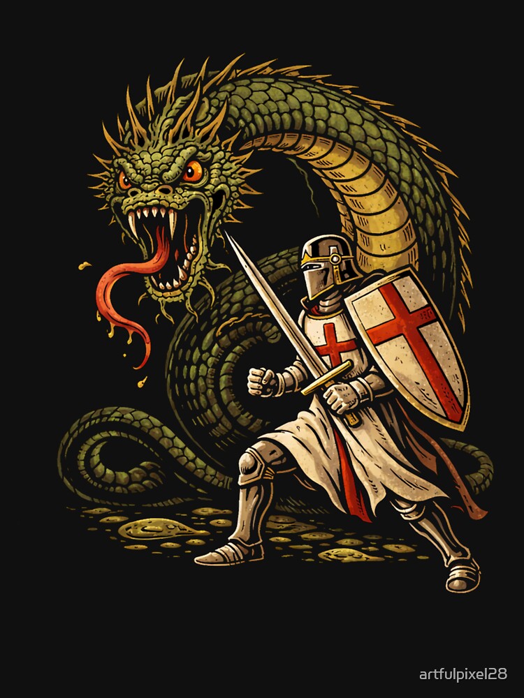 Serpent Monster vs Crusader – Dark Fantasy Illustration by Design by Anthony