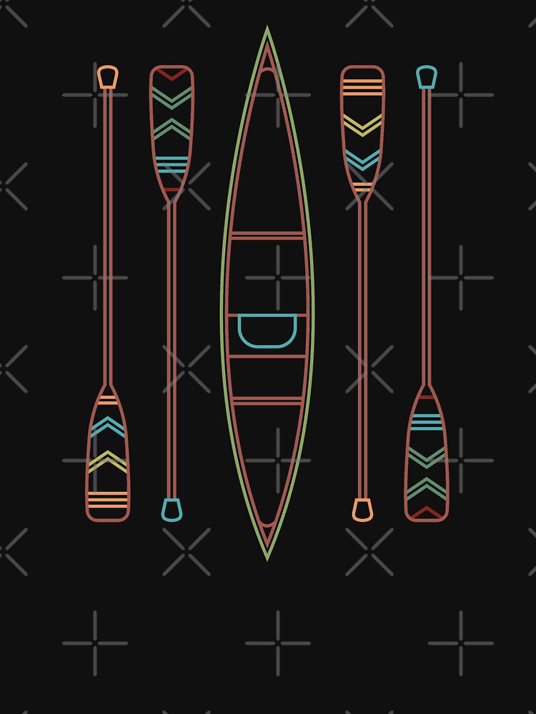 Retro Canoe & Oars Line Art by MartineMeeka