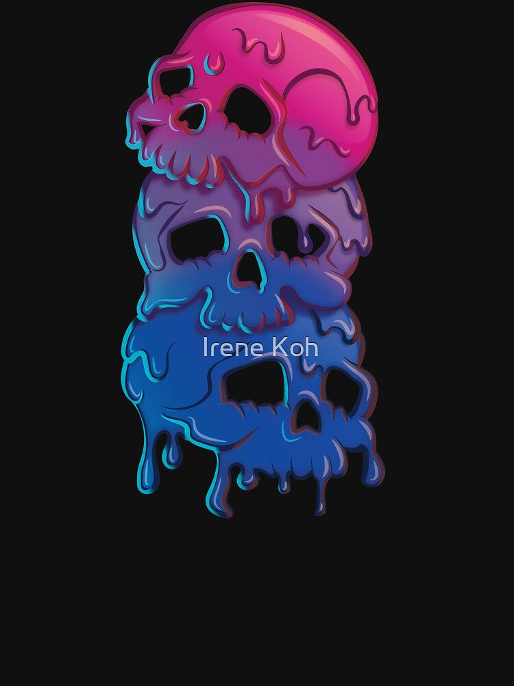 Bi Pride Flag Goth Skull Tower Bisexual by Irene Koh