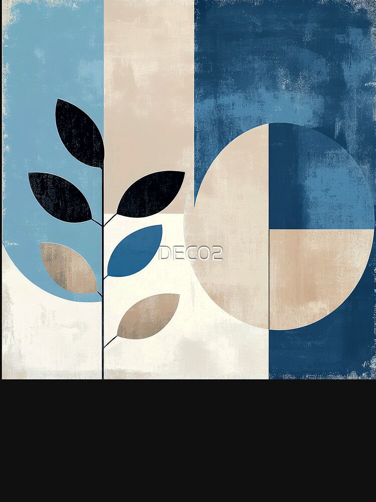 Boho-Inspired Blue and Dove Colors Abstract Shapes by DEC02