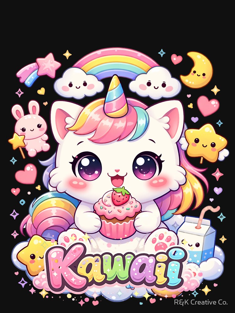Kawaii Unicorn Kitten Cupcake – Cute Chibi Pastel Cat Design by R&K Creative Co.