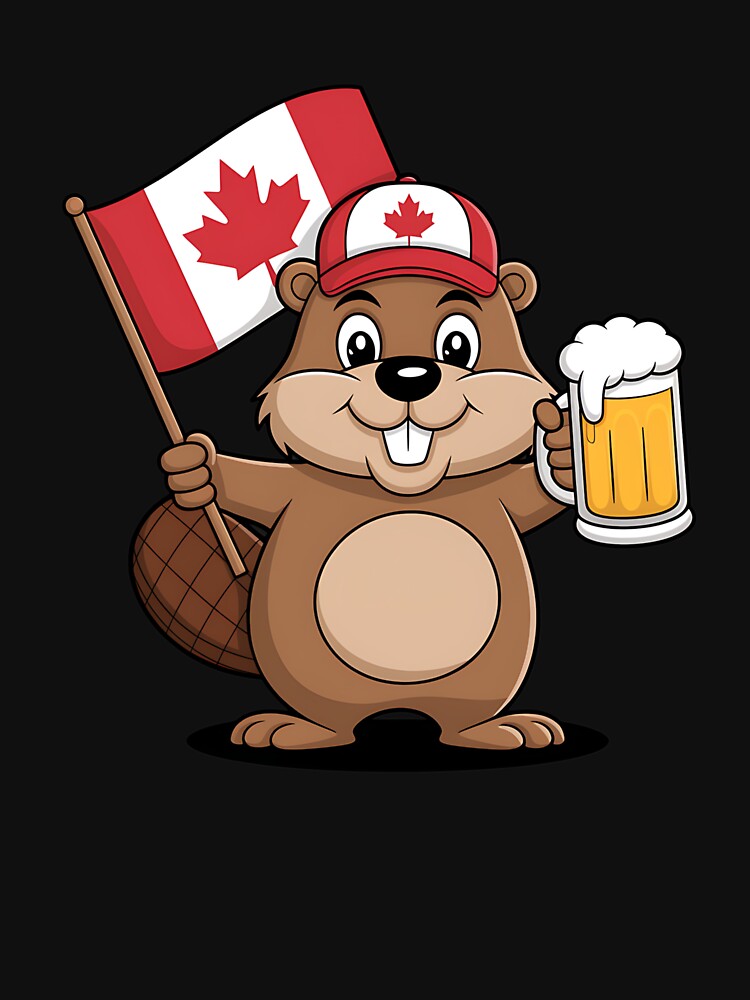 Beaver Holding Canada Flag Beer by TiredPack