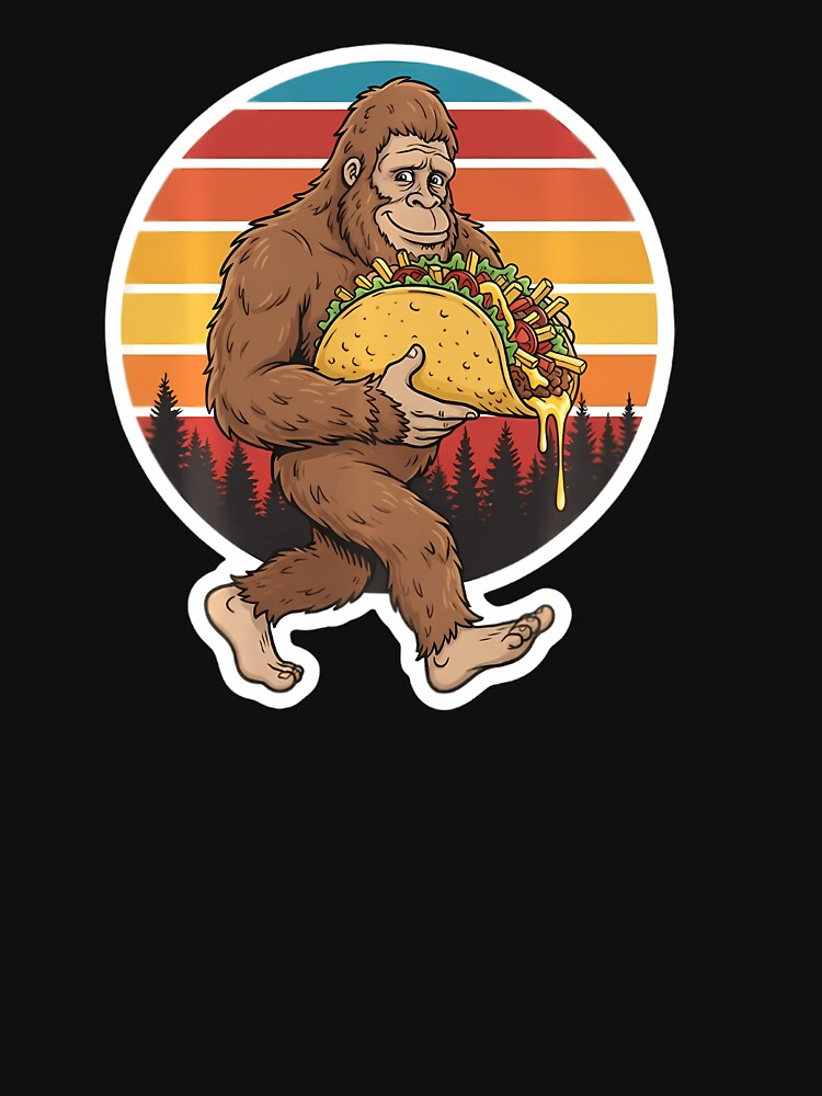 Bigfoot Carrying Taco Funny Cinco De Mayo by Le7yaStore