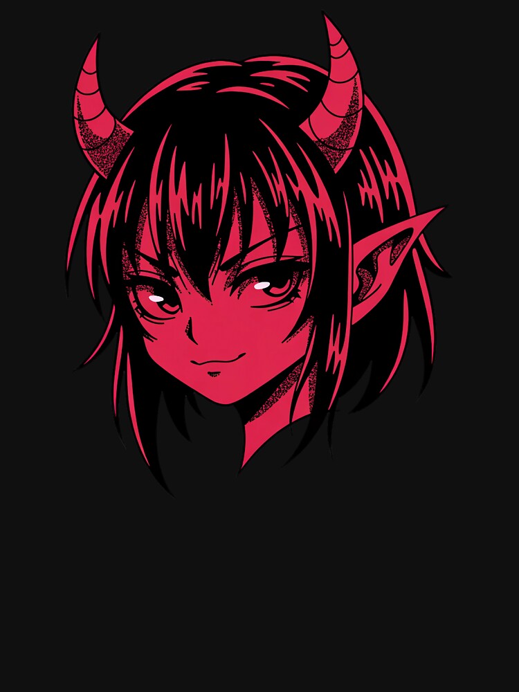 Unbothered Demon Girl – Anime Style Sticker Shirt by Karlas-things