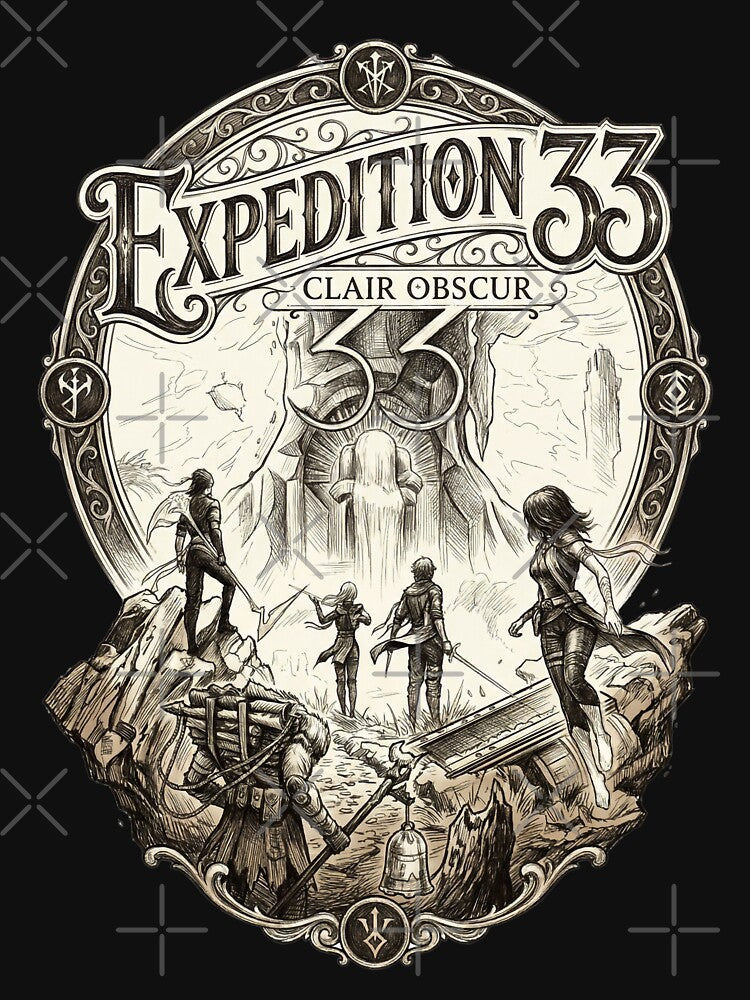Expedition 33 Clair Obscur Vintage Cabinet 90s Style Turn-Based RPG T-Shirt by Senpaiwaves