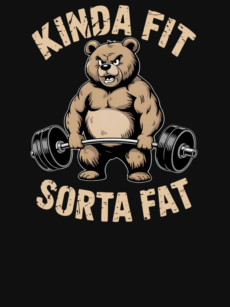 Kinda Fit Sorta Fat Funny Gym Bear Weightlifting Workout by raccoon2opossum
