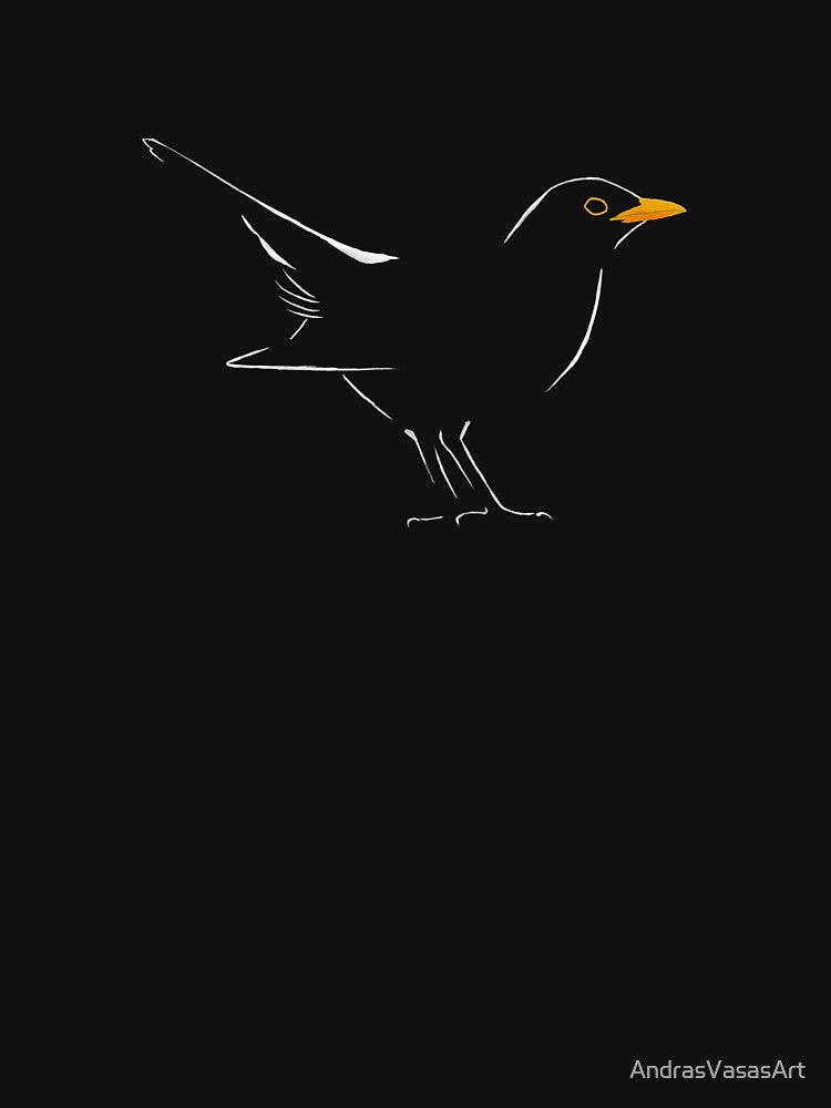 Adult male Eurasian Blackbird with lines by AndrasVasasArt