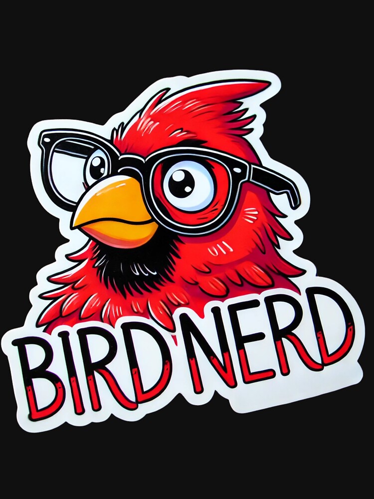 Bird Nerd Red Cardinal with glasses by BrinaandPops