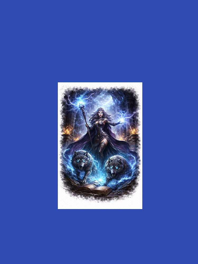 Storm Sorceress With Wolves Fantasy Magic Artwork by Brand Forge Digital