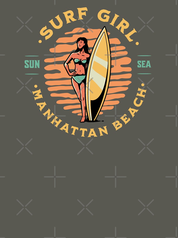 Surfer Girl Surfing Manhattan Beach California by CattlettArt