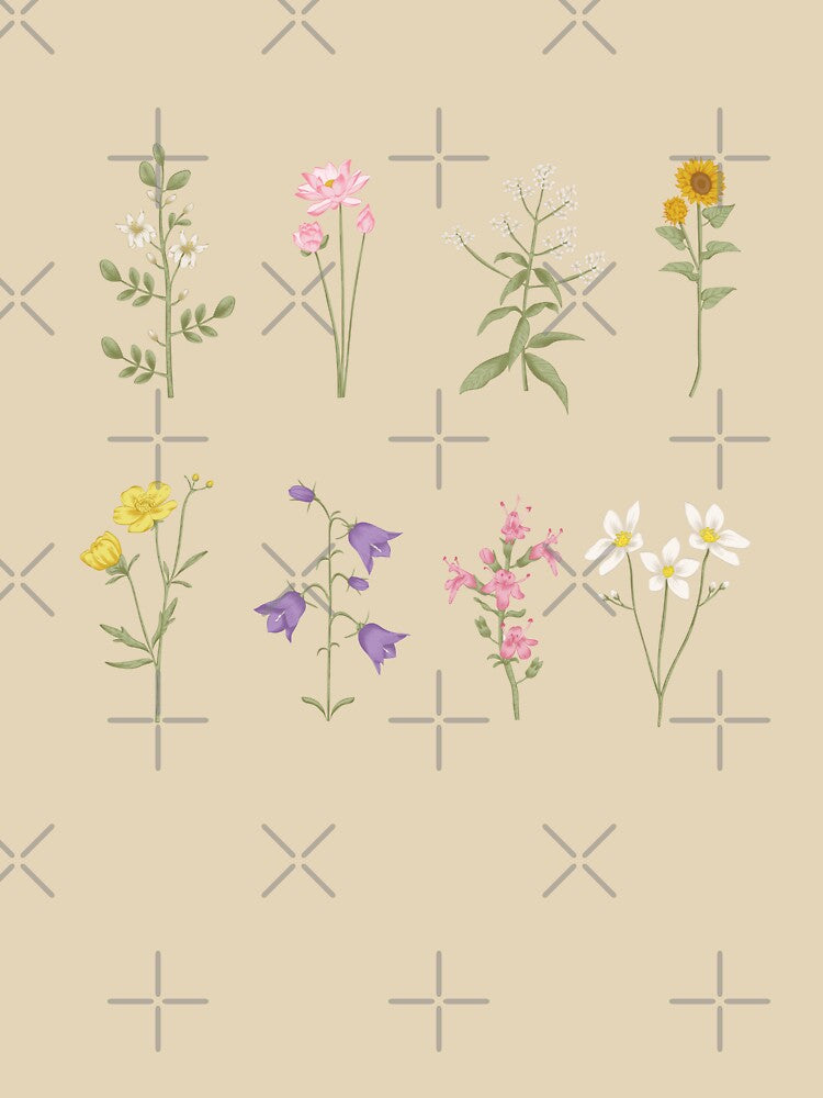 Set of Vintage Botanical Illustrations: A Collection of Floral Drawings, line art flowers by cherrytheory