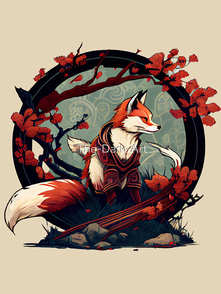 Mystical Japanese Red Fox Artwork by The-Dark-Art