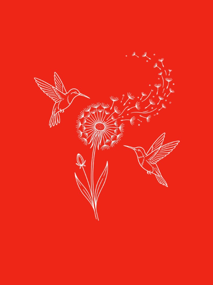 Hummingbird and Dandelion Vintage Design – Cottagecore Nature Aesthetic Bird Illustration by mik lor