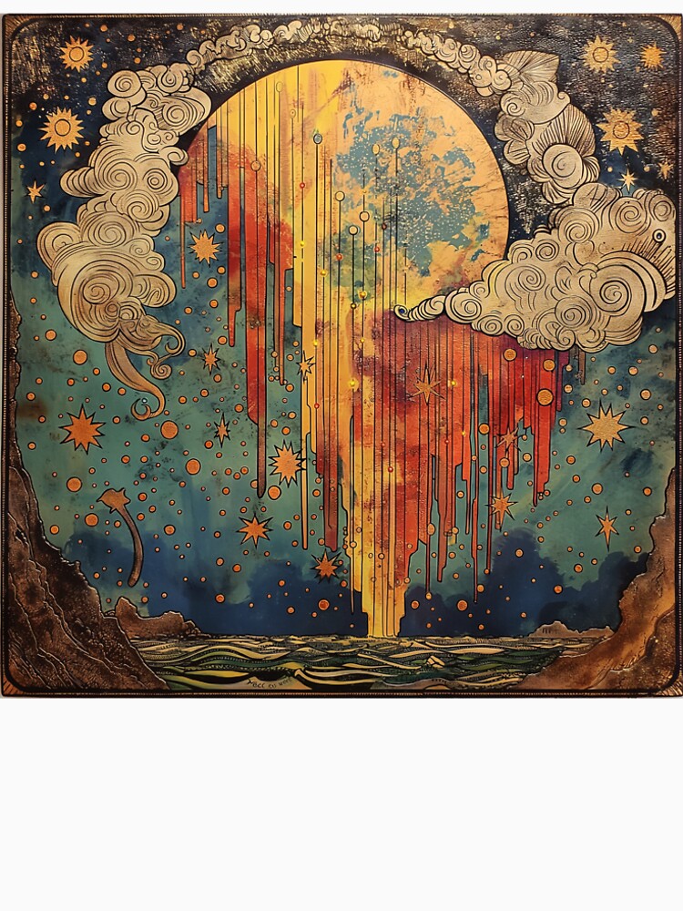 Dripping Rainbow Moon Celestial Boho Seascape by TheBohemianLark