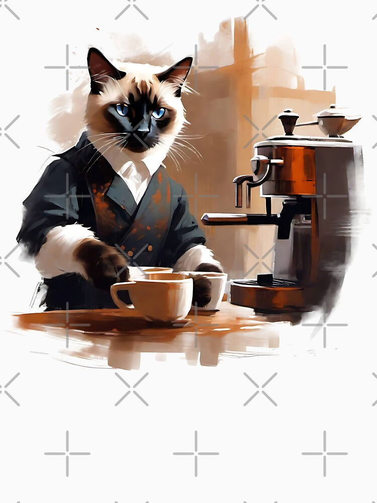 Siamese Cat Making You A Coffee by KaiLabsArt