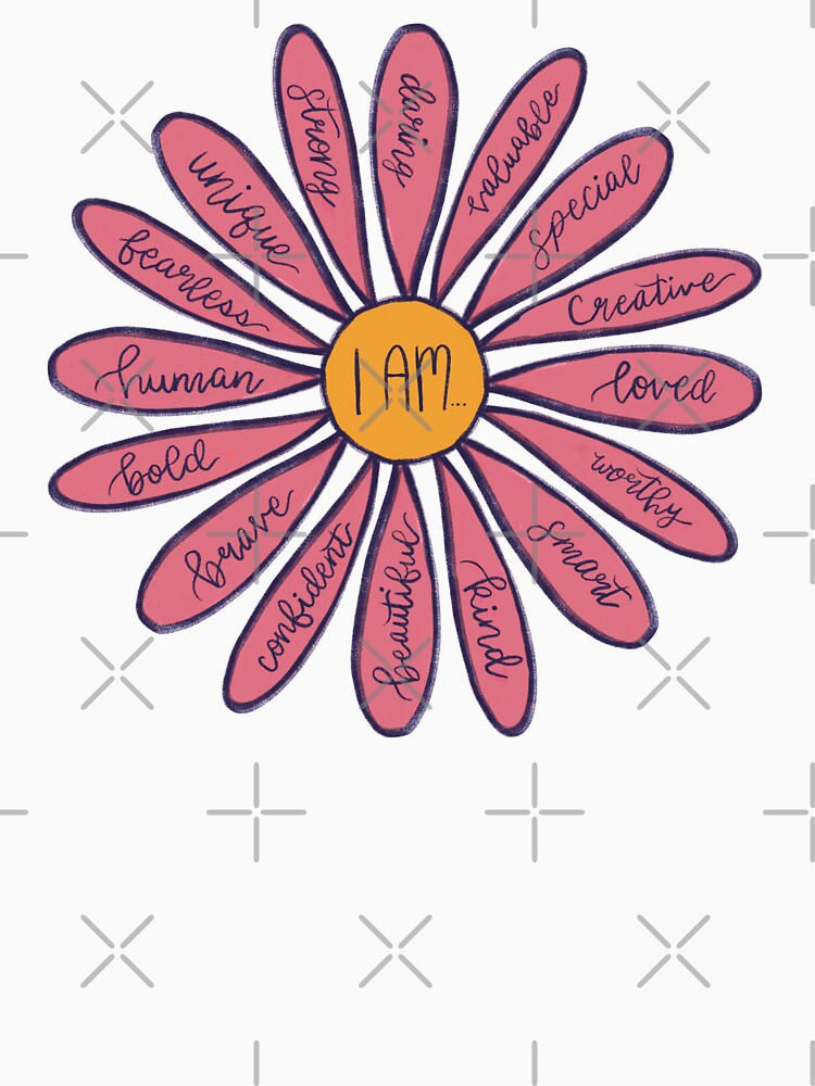Pink Flower I Am Positive Affirmations Sticker Daisy by logankinkade