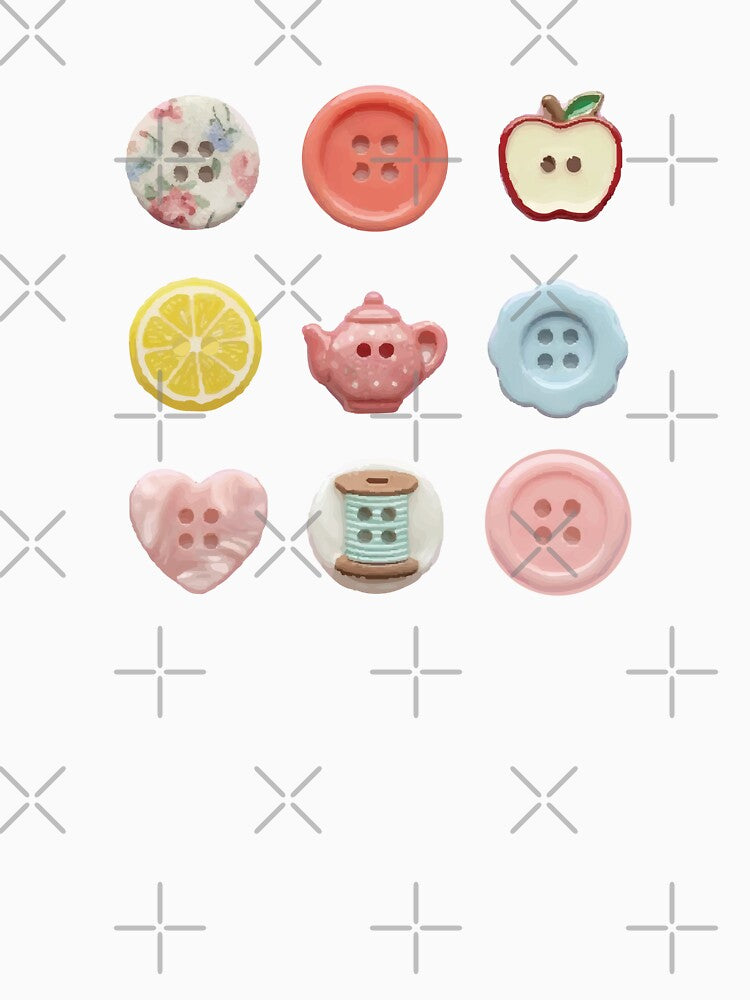 Cute Pastel Button Collection Kawaii Sewing Buttons Vintage Craft Aesthetic by clupheavenn