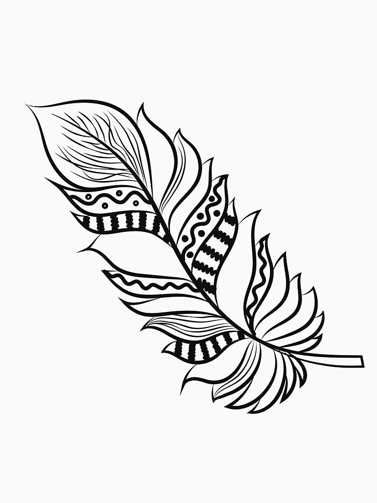 Bohemian Feather Design Black & White by Immadman