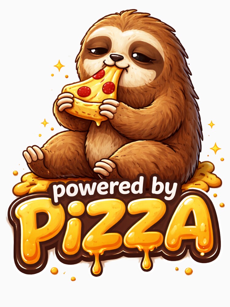 Powered by Pizza – Funny Sloth Pizza Design by Chilixi-Shop