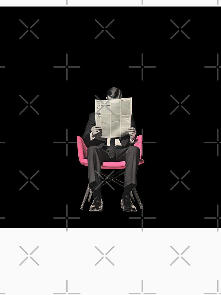 Vintage Man Reading Newspaper Minimal Typography Editorial Retro Aesthetic by UtArt