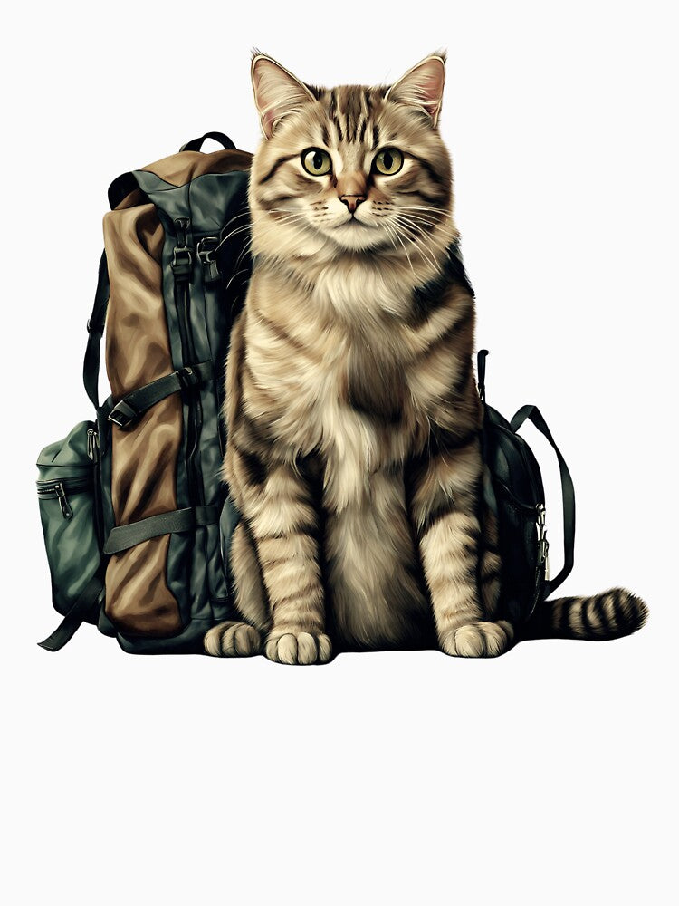 Adventure Cat with Backpack – Hiking Cat Travel Lover Cute Outdoor Design by Viralatando