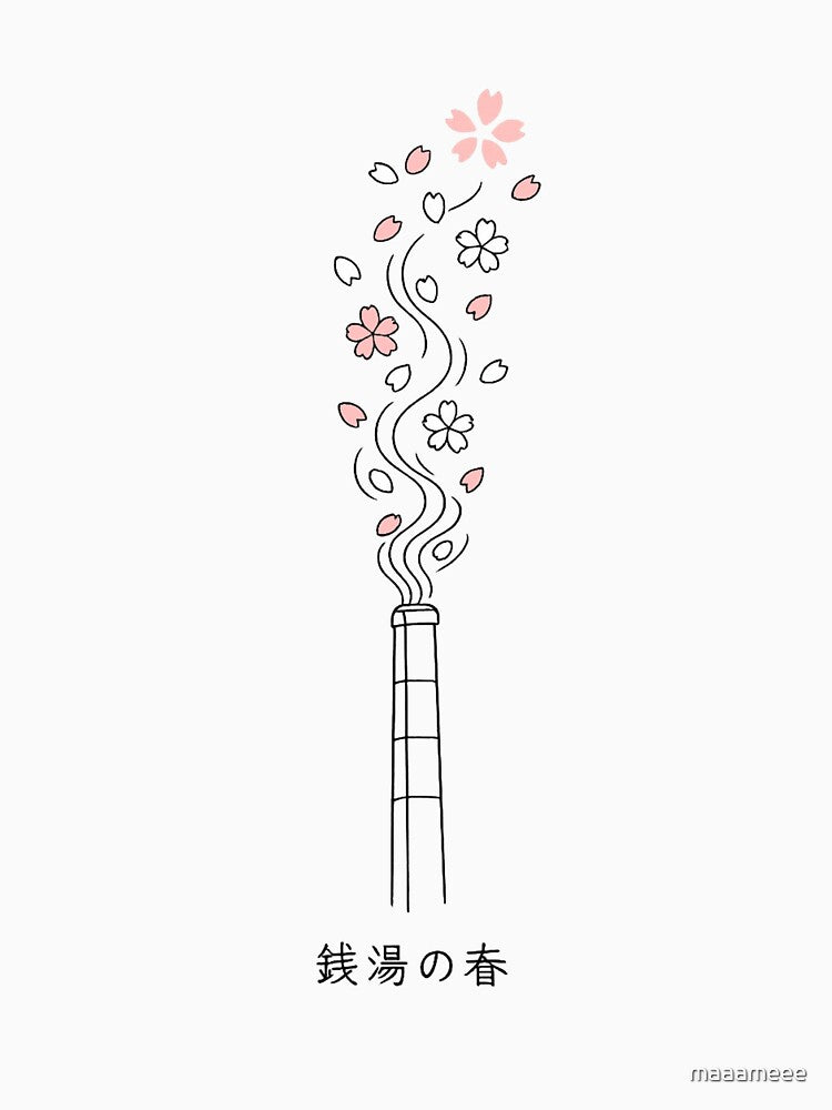 Spring at the Sento – Steam to Sakura Line Art by maaameee