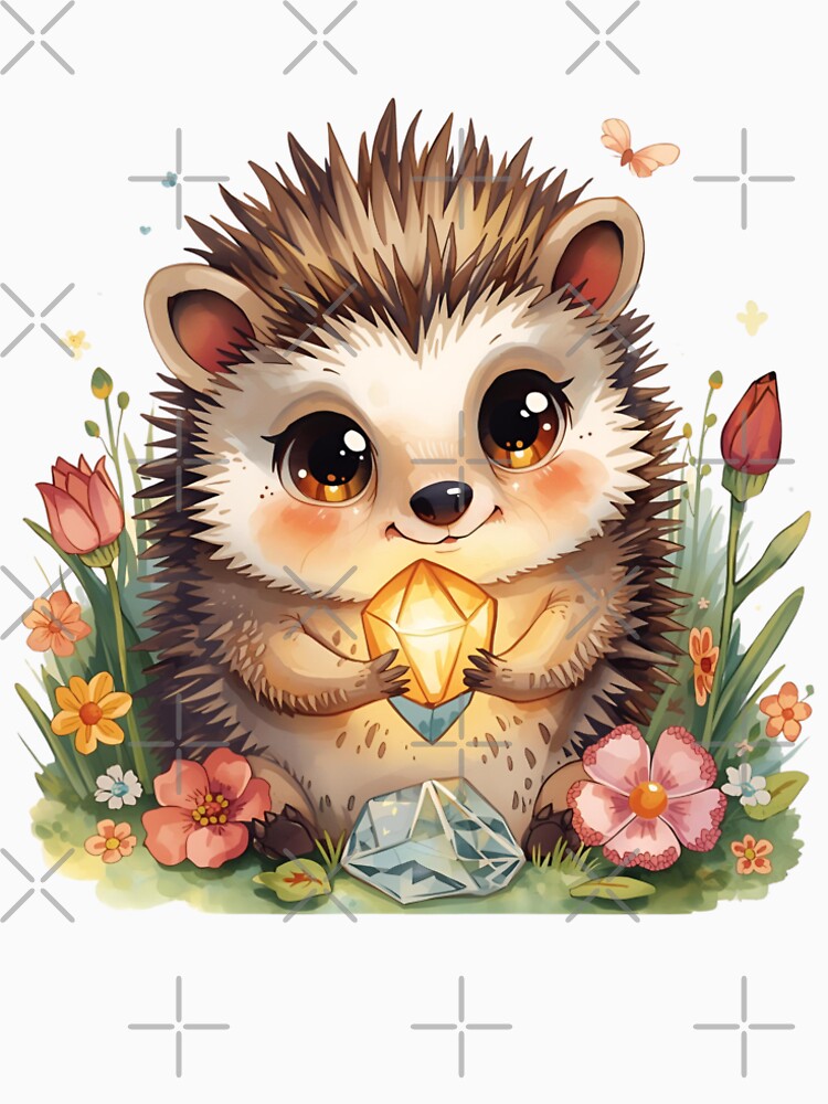 Hedgehog with crystal in the fairytale forest by SimonsDesignArt